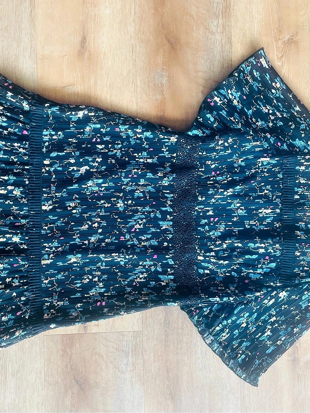 Floral Mini Dress in Blue & Black Like New